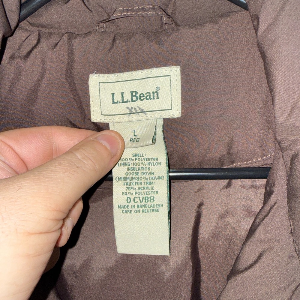 L.L. Bean Goose Down Puffer Vest Men's Large Brown Full Zip Snap‎ Outdoor - Picture 3 of 8